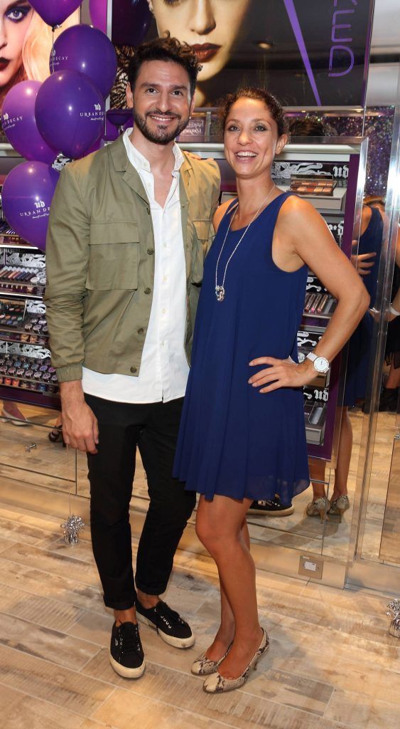 Devit Ferrara and Lorene Berrodier at the launch of Ireland's first standalone Urban Decay Boutique on Grafton Street, Dublin. Picture by Brian McEvoy Photography