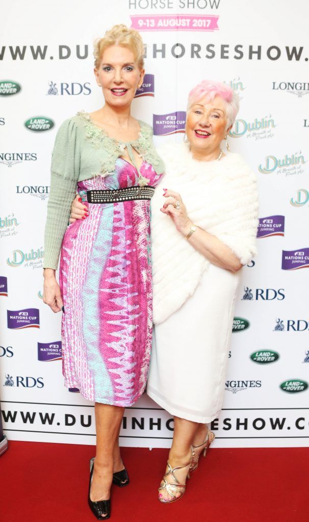 Ann Boylen and Claire Casey pictured in Weir & Sons on Grafton Street at the social launch of this year's Dublin Horse Show which takes place in the RDS from August 9 - 13th. Photo: Leon Farrell / Photocall Ireland