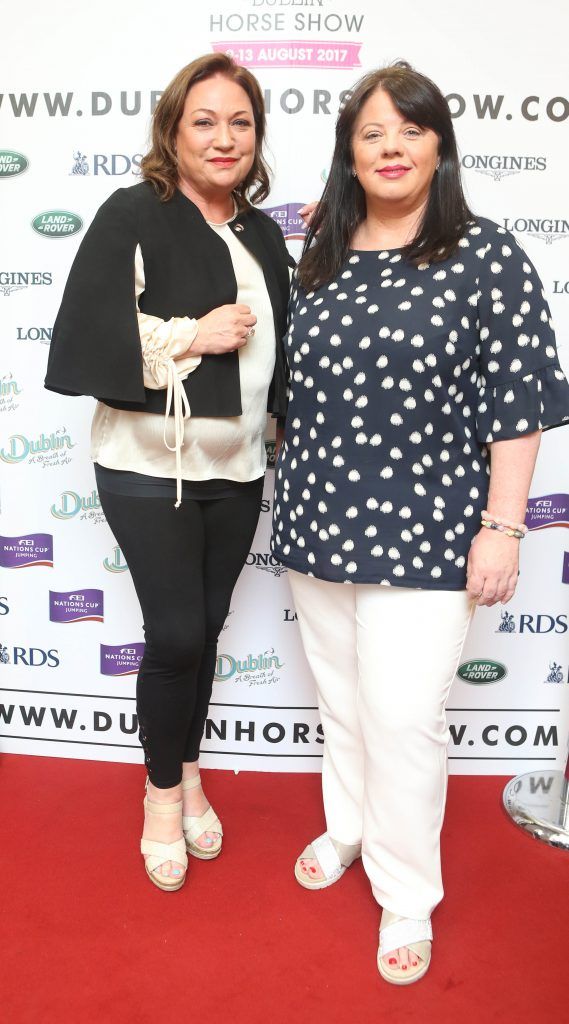 Norah Casey, Michelle Spillane pictured in Weir & Sons on Grafton Street at the social launch of this year's Dublin Horse Show which takes place in the RDS from August 9 - 13th. Photo: Leon Farrell / Photocall Ireland