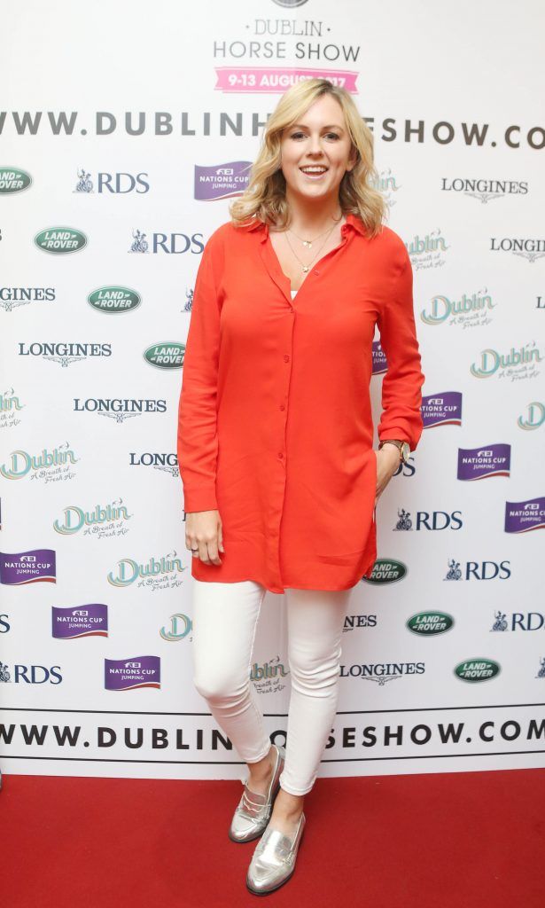 Cassie Stokes pictured in Weir & Sons on Grafton Street at the social launch of this year's Dublin Horse Show which takes place in the RDS from August 9 - 13th. Photo: Leon Farrell / Photocall Ireland