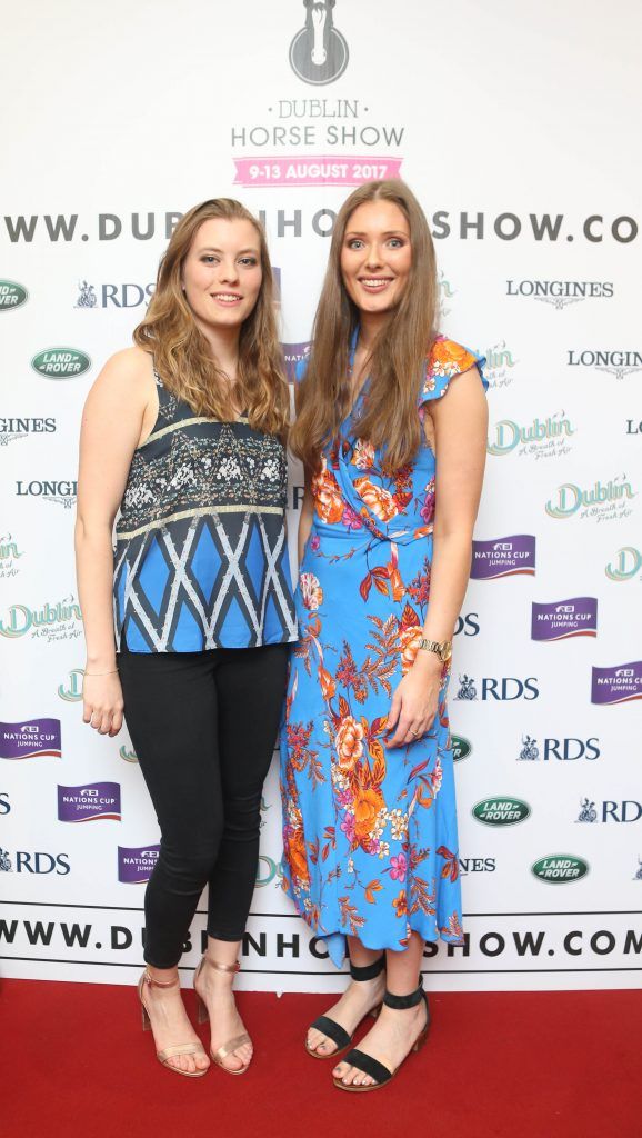 Aine Kelly and Beth Gibbons pictured in Weir & Sons on Grafton Street at the social launch of this year's Dublin Horse Show which takes place in the RDS from August 9 - 13th. Photo: Leon Farrell / Photocall Ireland