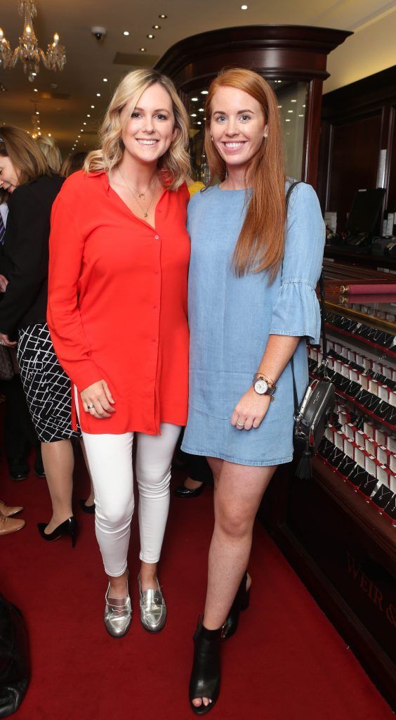 Cassie Stokes and Judith Fahey pictured in Weir & Sons on Grafton Street at the social launch of this year's Dublin Horse Show which takes place in the RDS from August 9 - 13th. Photo: Leon Farrell / Photocall Ireland