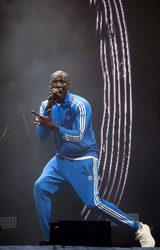 Michael Omari, known as 'Stormzy', performs on the Other Stage during the Glastonbury Festival of Music and Performing Arts on Worthy Farm near the village of Pilton in Somerset, southwest England, on June 24, 2017. (Photo by OLI SCARFF/AFP/Getty Images)