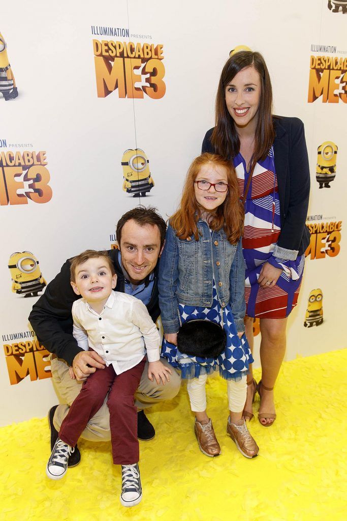 Ryan O'Dwyer Dublin GAA hurler is pictured with family Oisin (3), Lucy (8) and wife Cliona at the Universal Pictures Irish premiere screening of Despicable Me 3 at the Savoy Cinema, Dublin. Despicable Me 3 is in cinema across Ireland on Friday, June 30th. Picture Andres Poveda