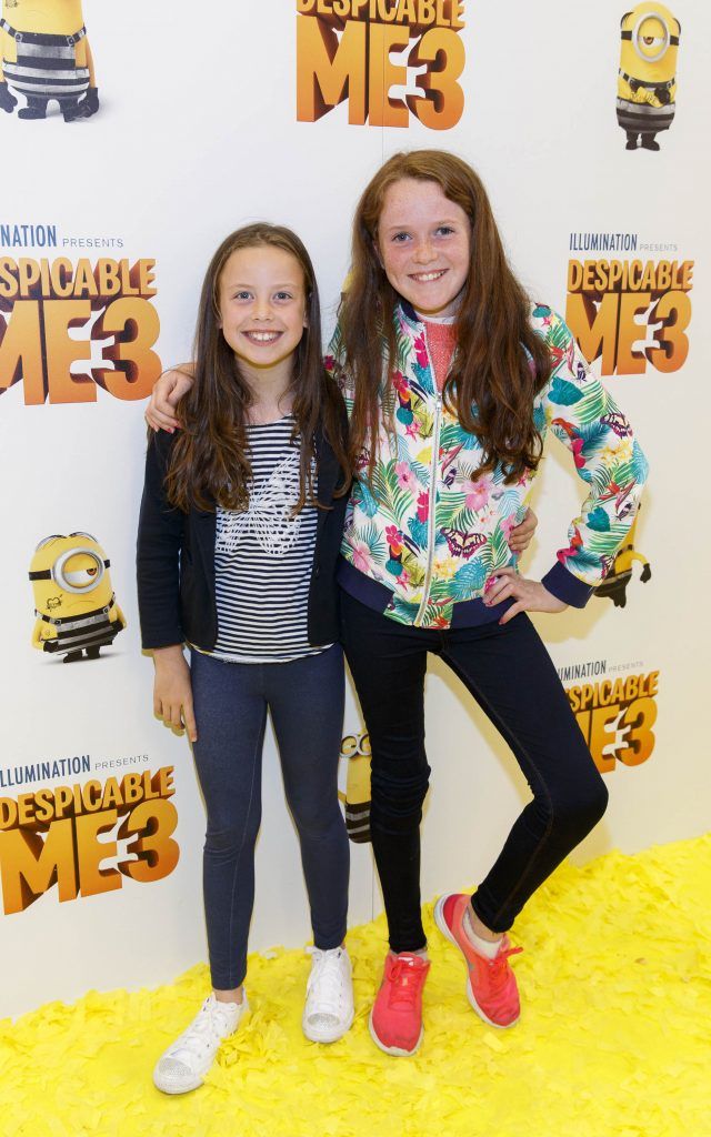 Katie Mills (8) and Keeva Delaney (10) from Clontarf pictured at the Universal Pictures Irish premiere screening of Despicable Me 3 at the Savoy Cinema, Dublin. Despicable Me 3 is in cinema across Ireland on Friday, June 30th. Picture Andres Poveda