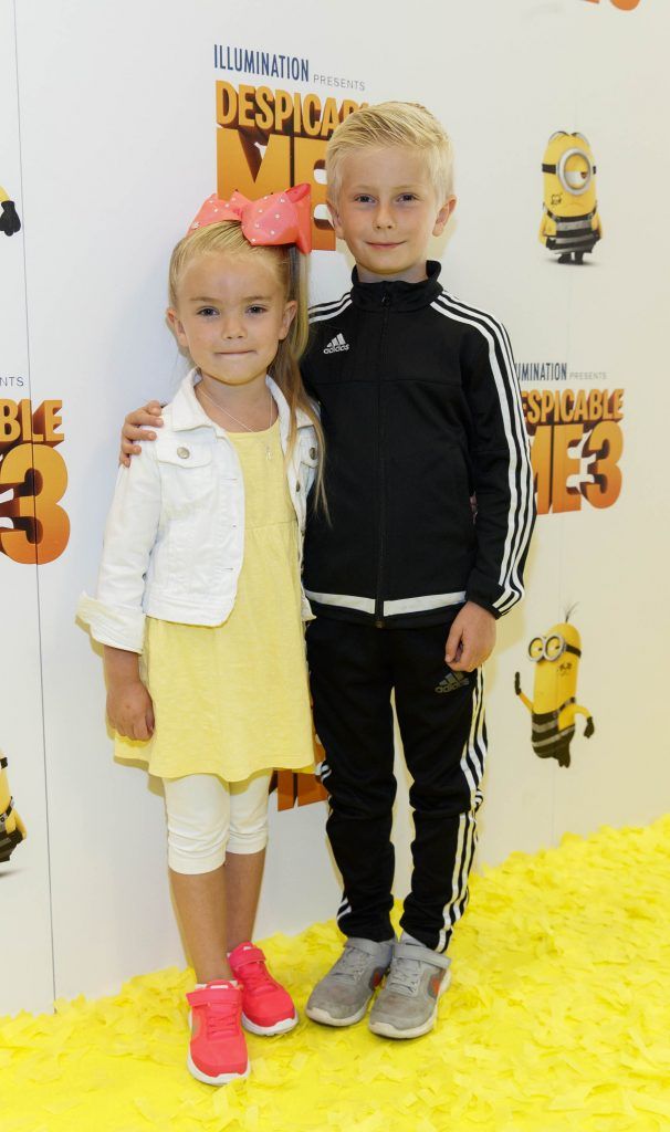 Jessica (5) and Dean Kane (7) form Lucan pictured at the Universal Pictures Irish premiere screening of Despicable Me 3 at the Savoy Cinema, Dublin. Despicable Me 3 is in cinema across Ireland on Friday, June 30th. Picture Andres Poveda