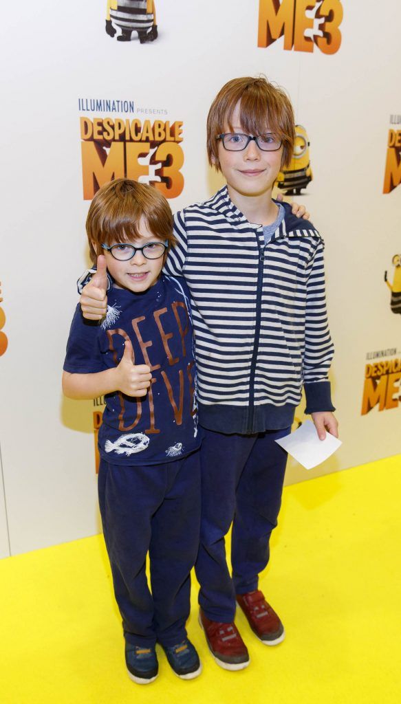 Eamon (6) and Arthur Kilroy (8) pictured at the Universal Pictures Irish premiere screening of Despicable Me 3 at the Savoy Cinema, Dublin. Despicable Me 3 is in cinema across Ireland on Friday, June 30th. Picture Andres Poveda