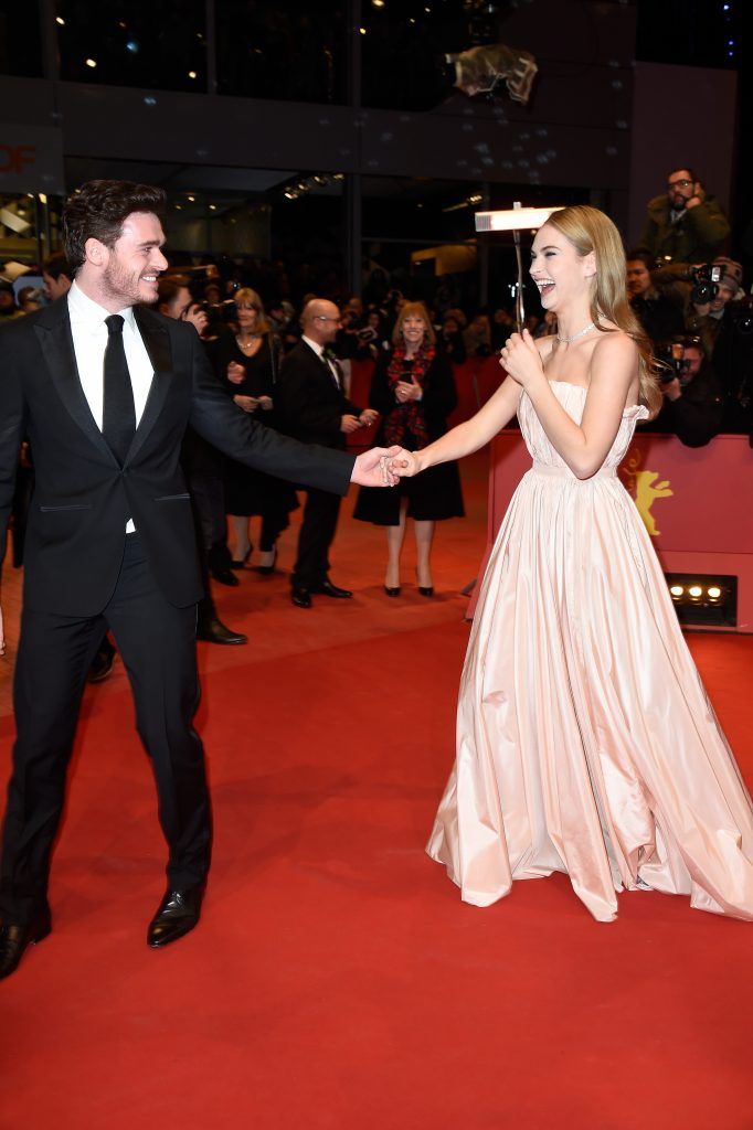 Richard Madden and Lily James attend the 'Cinderella' premiere during the 65th Berlinale International Film Festival at Berlinale Palace on February 13, 2015 in Berlin, Germany.  (Photo by Pascal Le Segretain/Getty Images)