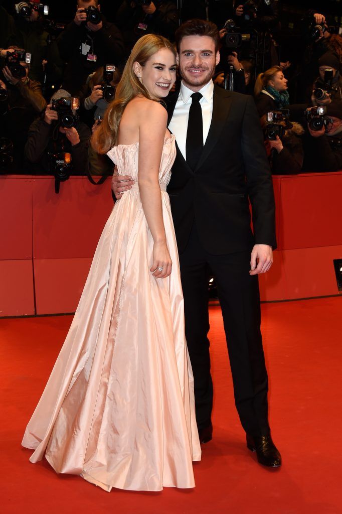 Lily James and Richard Madden attend the 'Cinderella' premiere during the 65th Berlinale International Film Festival at Berlinale Palace on February 13, 2015 in Berlin, Germany.  (Photo by Pascal Le Segretain/Getty Images)