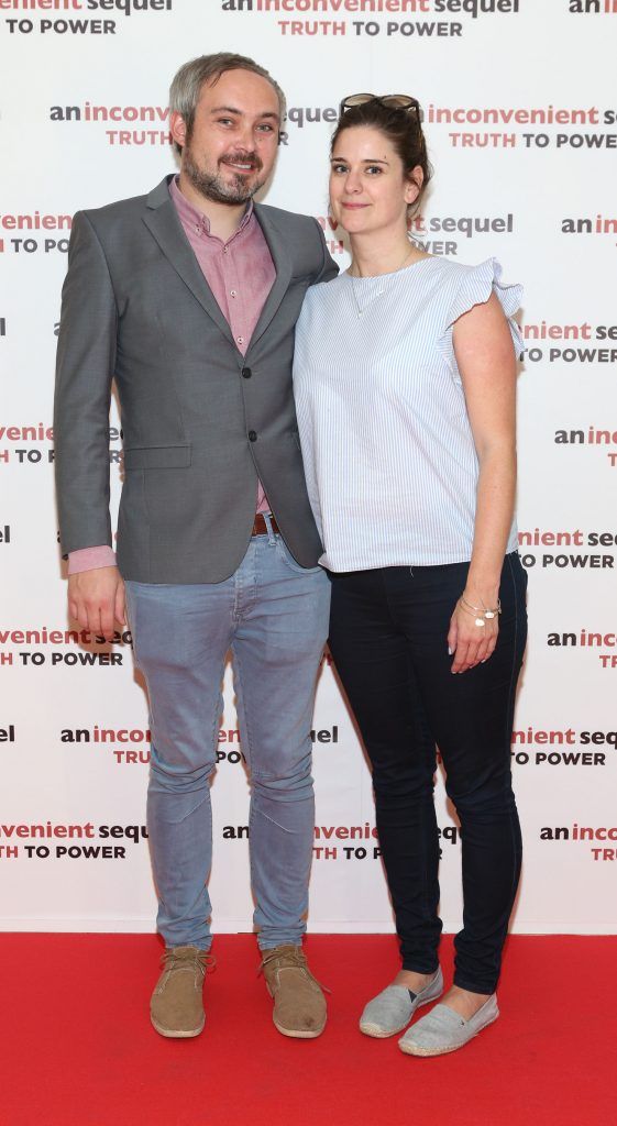 Alan Bird and Odessa Stafford at the special preview screening of Al Gore's An Inconvenient Sequel: Truth to Power at The Lighthouse Cinema Dublin. Picture by Brian McEvoy