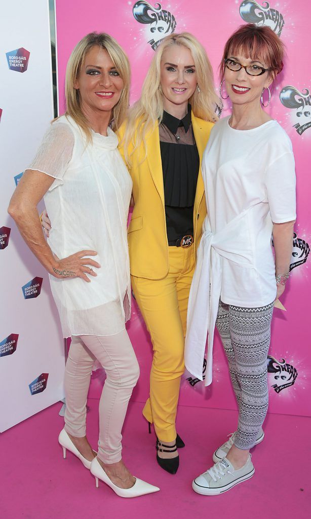 Linda Carroll, Aisling Holly and Carol Dooley  pictured at the opening night of Grease the musical at the Bord Gais Energy Theatre, Dublin. Picture by Brian McEvoy