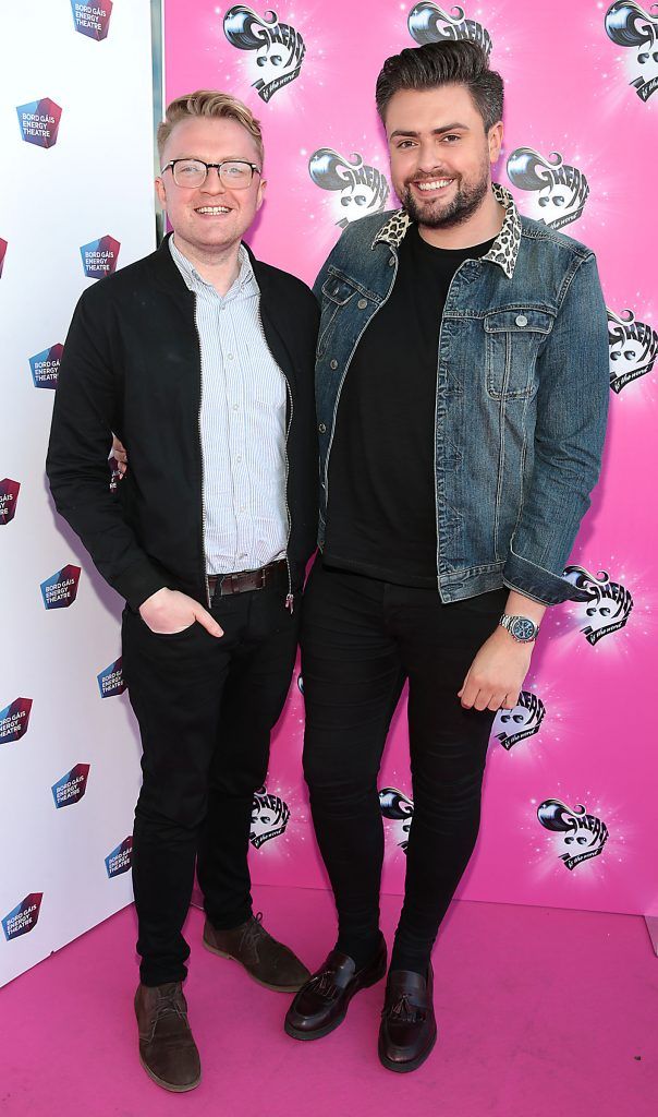 Cormack Dooley and James Patrice pictured at the opening night of Grease the musical at the Bord Gais Energy Theatre, Dublin. Picture by Brian McEvoy