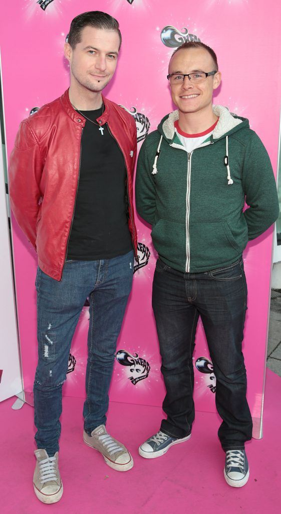 Feargal Darcy and Enda McGrath pictured at the opening night of Grease the musical at the Bord Gais Energy Theatre, Dublin. Picture by Brian McEvoy
