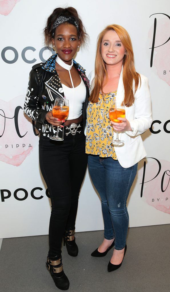Busi Zulu and Aisling Doyle at the opening of Pippa O'Connor's POCO by Pippa Pop Up shop at Mahon Point Shopping Centre, Cork. Picture: Brian McEvoy