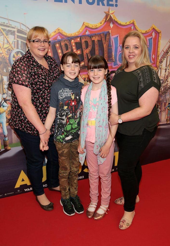 Corina Stone, Aoife Stone, Orla Stone and Sue Jordan at the special family preview screening of The Nut Job 2 at The Odeon Cinema in Point Village, Dublin. Picture by Brian McEvoy