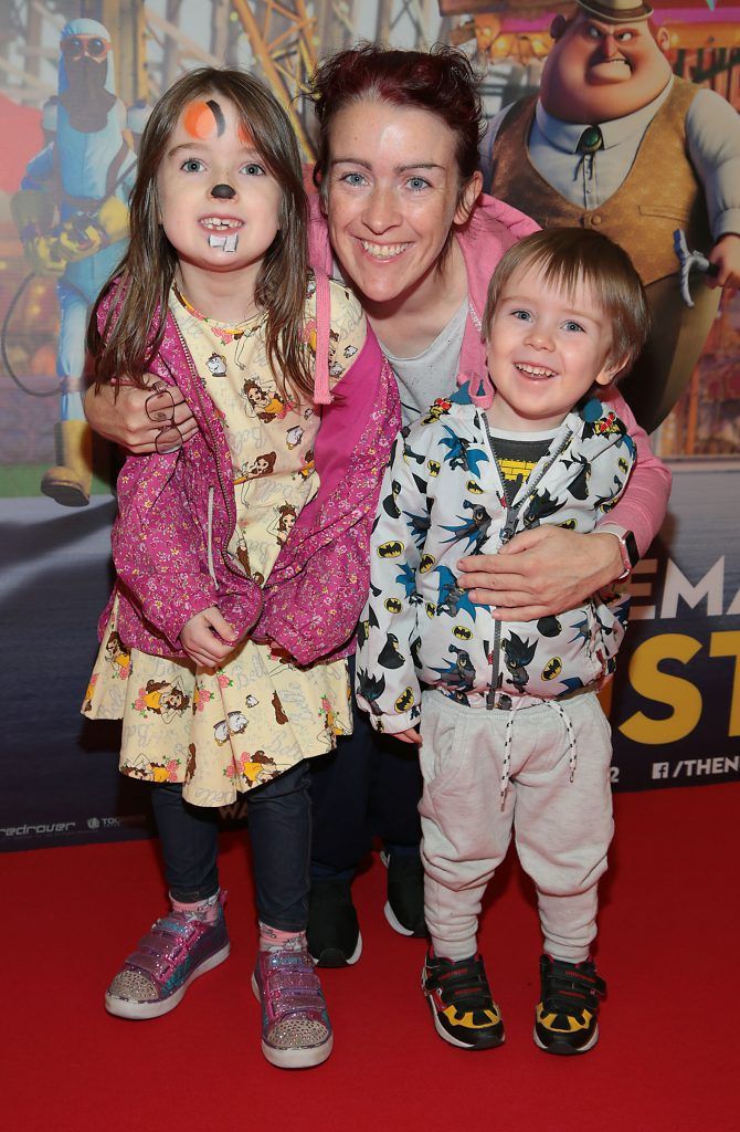 Aoife Curtis, Cian Curtis and Catherine Curtis at the special family preview screening of The Nut Job 2 at The Odeon Cinema in Point Village, Dublin. Picture by Brian McEvoy