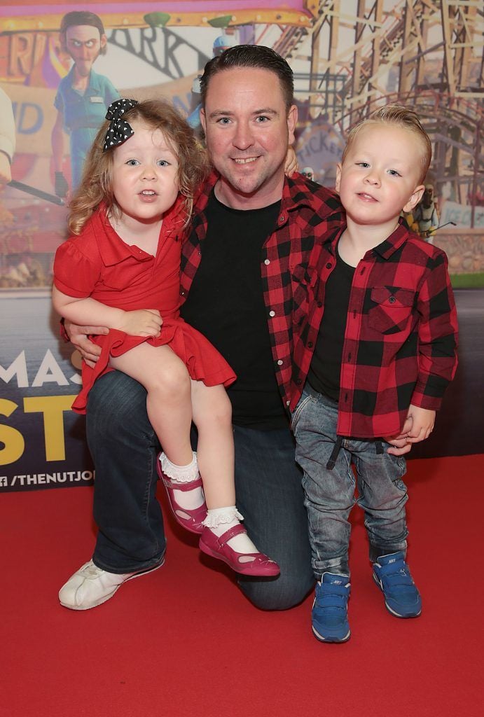 Blaise Stafford, Leon Stafford and Savannah Stafford at the special family preview screening of The Nut Job 2 at The Odeon Cinema in Point Village, Dublin. Picture by Brian McEvoy