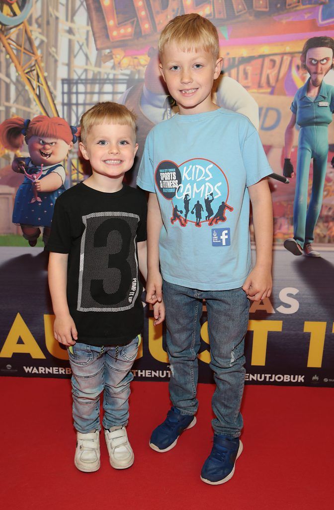Lewis Greene and Ryan Greene at the special family preview screening of The Nut Job 2 at The Odeon Cinema in Point Village, Dublin. Picture by Brian McEvoy