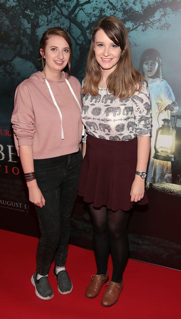 Megan Laney and Niamh Crosby at the special preview screening of Annabelle: Creation at Cineworld, Dublin. Picture: Brian McEvoy
