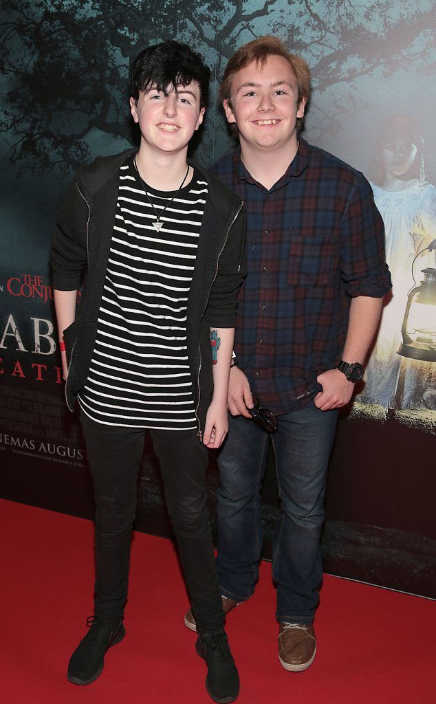 Jack Lennon and Edward Tierney at the special preview screening of Annabelle: Creation at Cineworld, Dublin. Picture: Brian McEvoy