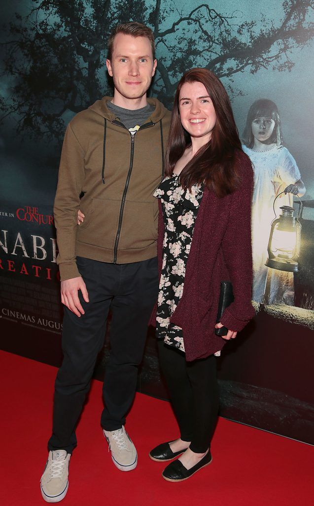 Ciaran Murphy and Karen Conroy at the special preview screening of Annabelle: Creation at Cineworld, Dublin. Picture: Brian McEvoy