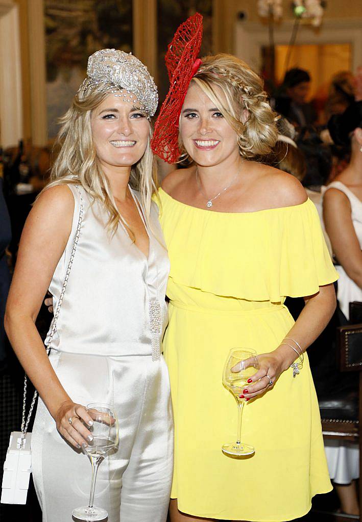 Naoise Pelin and Sarah Clancy at the Most Stylish Lady at The Shelbourne Hotel in association with IMAGE Magazine-photo Kieran Harnett