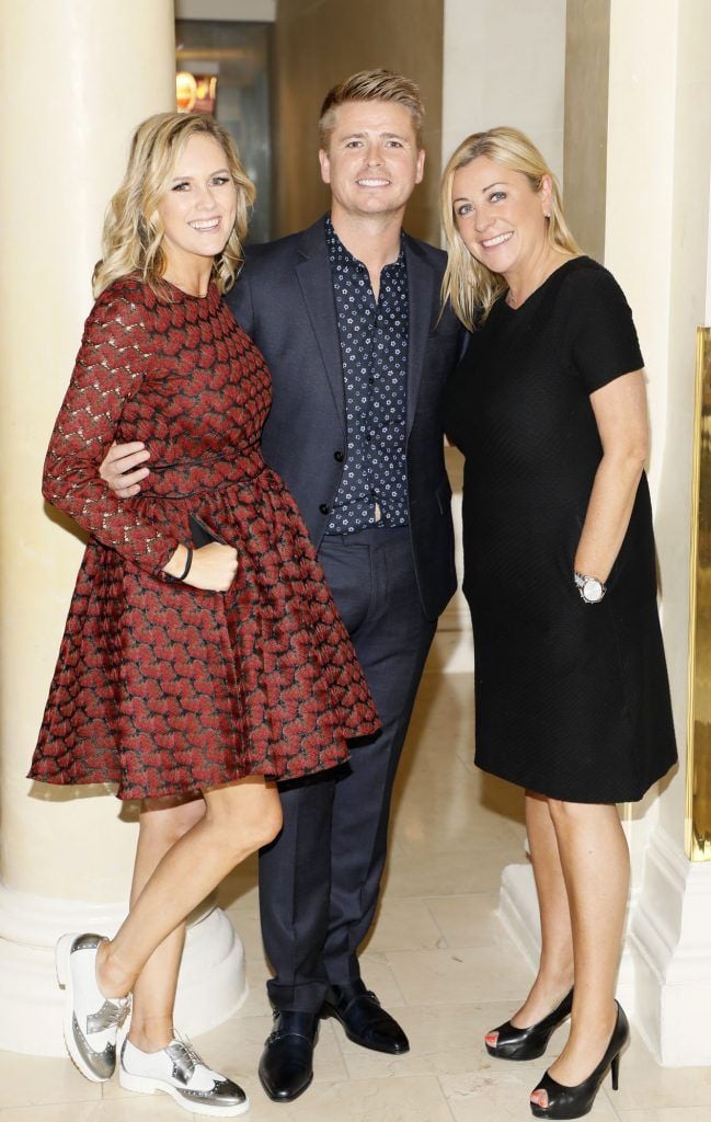 Cassie Stokes, Brian Ormond and Yvonne Donohue at the Most Stylish Lady at The Shelbourne Hotel in association with IMAGE Magazine-photo Kieran Harnett