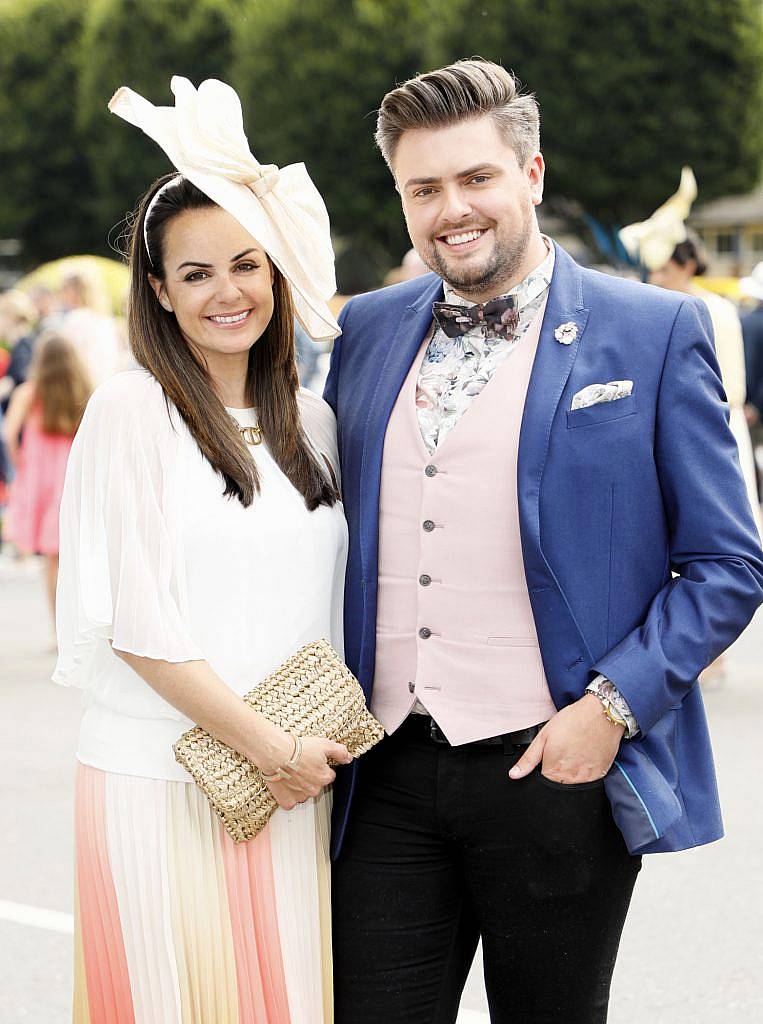 Astrid Brennan and James Patrice at the Dundrum Town Centre Ladies Day at The Dublin Horse Show in the RDS -photo Kieran Harnett