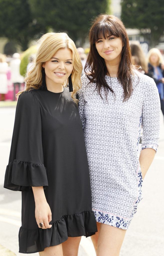 Doireann Garrihy and Suzie Griffin at the Dundrum Town Centre Ladies Day at The Dublin Horse Show in the RDS -photo Kieran Harnett