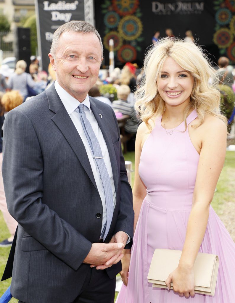 Don Nugent and Laura Bergin at the Dundrum Town Centre Ladies Day at The Dublin Horse Show in the RDS -photo Kieran Harnett