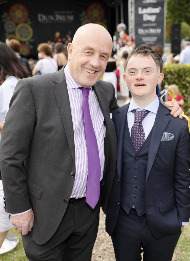 Louis Copeland with Brian Kidd winner of the Style and Attitude prize at the Dundrum Town Centre Ladies Day at The Dublin Horse Show in the RDS -photo Kieran Harnett