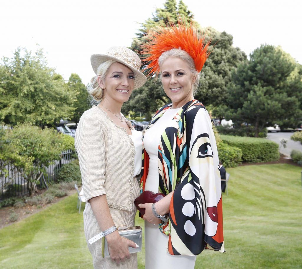 Elaine Kelleher and Mary Stapleton Foley at InterContinental Dublin following the Dublin Horse Show for the hotel's inaugural 'Continentally Classic' Best Dressed Lady competition, judged by stylist Bairbre Power and Nicky Logue, General Manager of InterContinental Dublin. Photo: Sasko Lazarov/Photocall Ireland