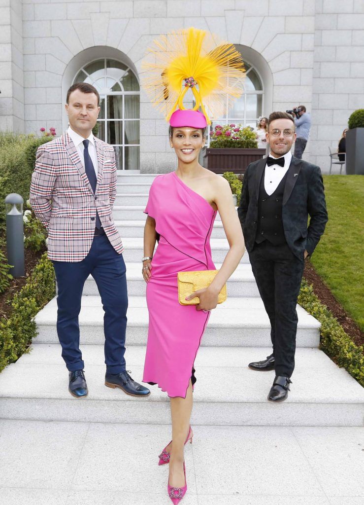 Nicky Logue, Best Dressed Lady Linda Malone and Best Dressed Man Stewart Montgomery at InterContinental Dublin following the Dublin Horse Show for the hotel's inaugural 'Continentally Classic' Best Dressed Lady competition, judged by stylist Bairbre Power and Nicky Logue, General Manager of InterContinental Dublin. Photo: Sasko Lazarov/Photocall Ireland