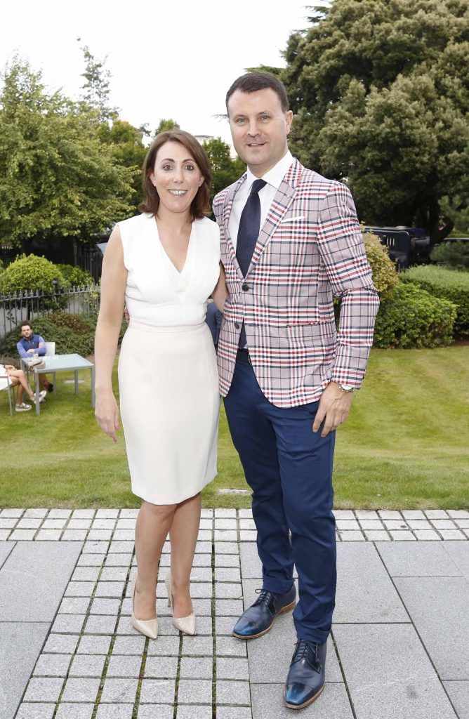 Ciara Hanley and Nicky Logue at InterContinental Dublin following the Dublin Horse Show for the hotel's inaugural 'Continentally Classic' Best Dressed Lady competition, judged by stylist Bairbre Power and Nicky Logue, General Manager of InterContinental Dublin. Photo: Sasko Lazarov/Photocall Ireland