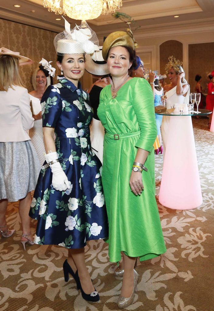 Deirdre Kane and Lianne O'Shea at InterContinental Dublin following the Dublin Horse Show for the hotel's inaugural 'Continentally Classic' Best Dressed Lady competition, judged by stylist Bairbre Power and Nicky Logue, General Manager of InterContinental Dublin. Photo: Sasko Lazarov/Photocall Ireland