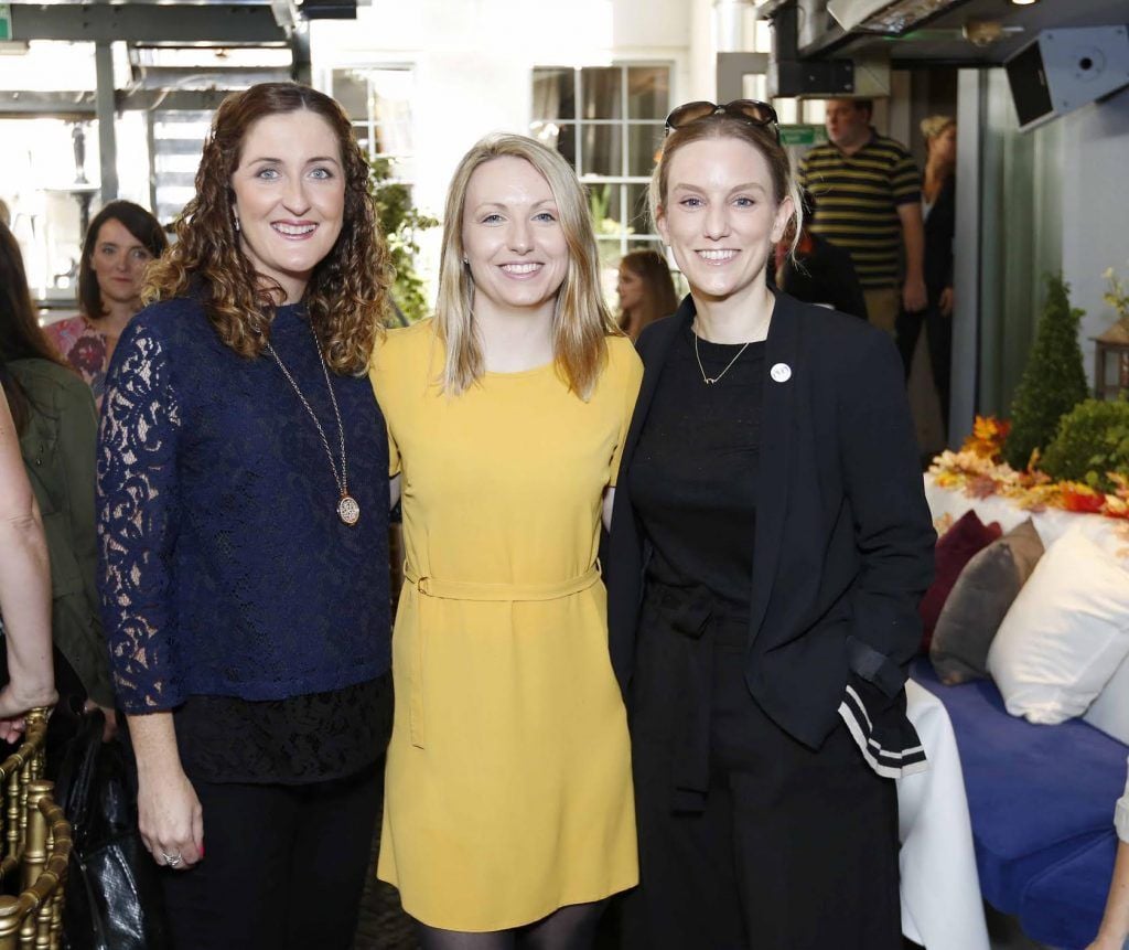 Niamh Murphy, Emma Greenhalgh and Carolyn Moore at Kilkenny Shop's Autumn Winter '17 collection preview at Residence. Photo: Sasko Lazarov/Photocall Ireland