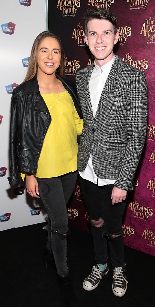 Sarah Curran and Mikie O Loughln at the opening night of the musical The Addams Family at The Bord Gais Energy Theatre, Dublin. Picture by Brian McEvoy