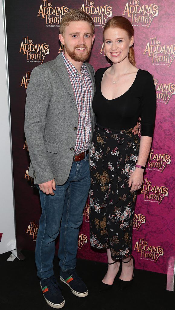 Matthew Williams and Orla Walshe at the opening night of the musical The Addams Family at The Bord Gais Energy Theatre, Dublin. Picture by Brian McEvoy