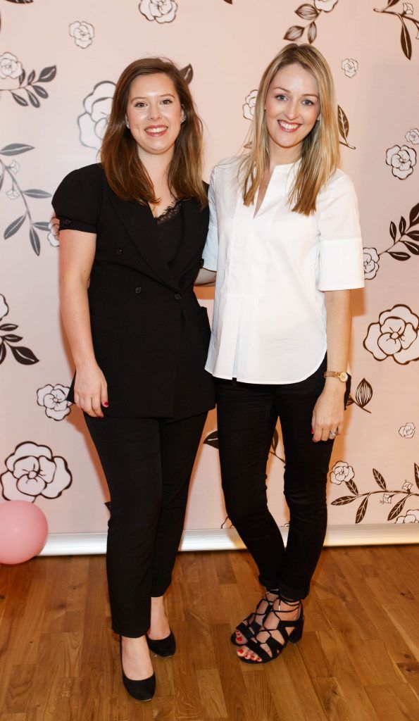 Rebecca Myles and Natalie Burke at the exclusive masterclass with Benefit Cosmetics Head Makeup Artist Lisa Potter Dixon to preview the new Foolproof Brow Powder (16th August 2017). Picture Andres Poveda