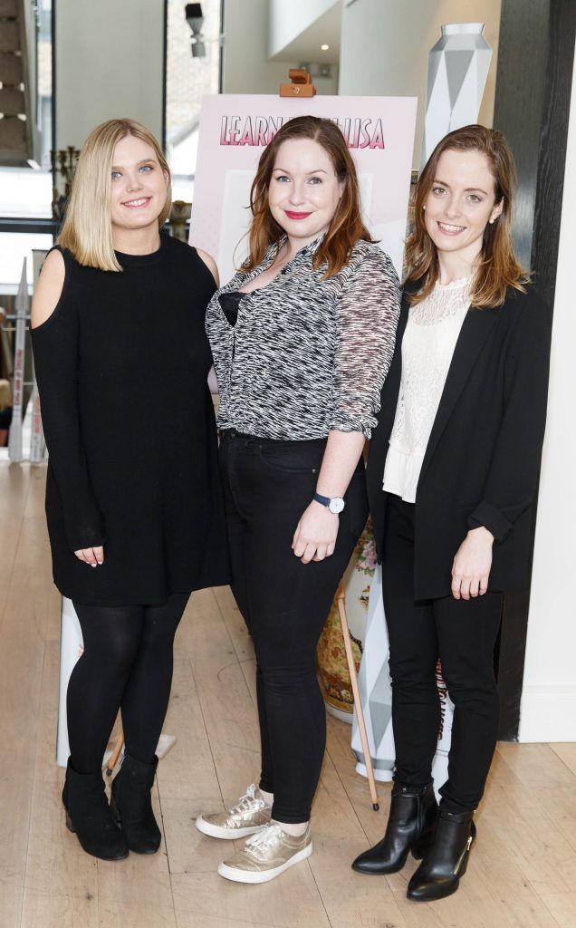 Jenny Rawle, Emer Noble and Anne Barrett at the exclusive masterclass with Benefit Cosmetics Head Makeup Artist Lisa Potter Dixon to preview the new Foolproof Brow Powder (16th August 2017). Picture Andres Poveda
