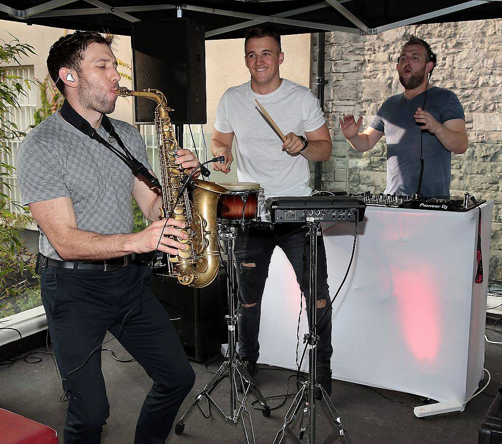 Riff Shop perform at the launch of Suzanne Jackson's 'Hot Fire' signature smoky eyeshadow palette at Fire Restaurant, The Mansion House, Dublin. Pic by Brian McEvoy