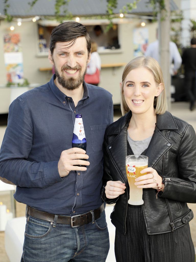 Alan McAleenan and Julie Fullerton at the launch of Kronenbourg 1664 Blanc, the new modern wheat beer with a citrus twist. Photo by Kieran Harnett