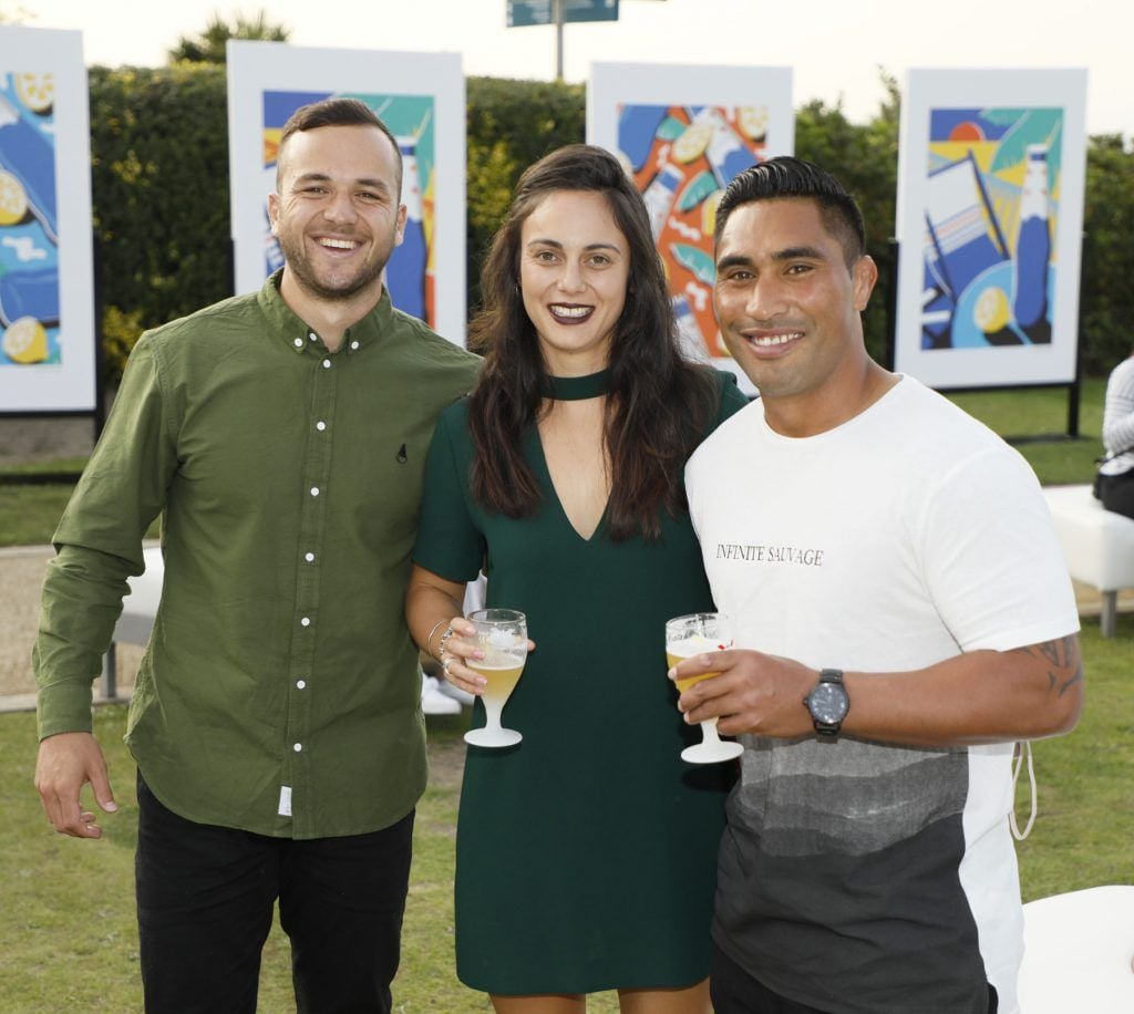 Jamison Gibson Park, Patti Grogan and Billy Ngawini at the launch of Kronenbourg 1664 Blanc, the new modern wheat beer with a citrus twist. Photo by Kieran Harnett