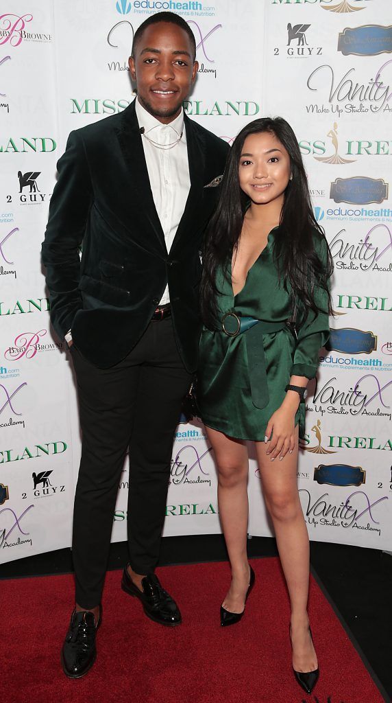 Lawson Mpame and Dee Alfaro at the Miss Ireland 2017 launch in association with Vanity X Make-Up Academy at Krystle Nightclub, Dublin. Photo by Brian McEvoy