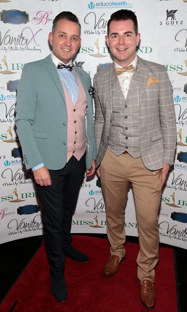 Paul Carroll and Mike McCarthy at the Miss Ireland 2017 launch in association with Vanity X Make-Up Academy at Krystle Nightclub, Dublin. Photo by Brian McEvoy