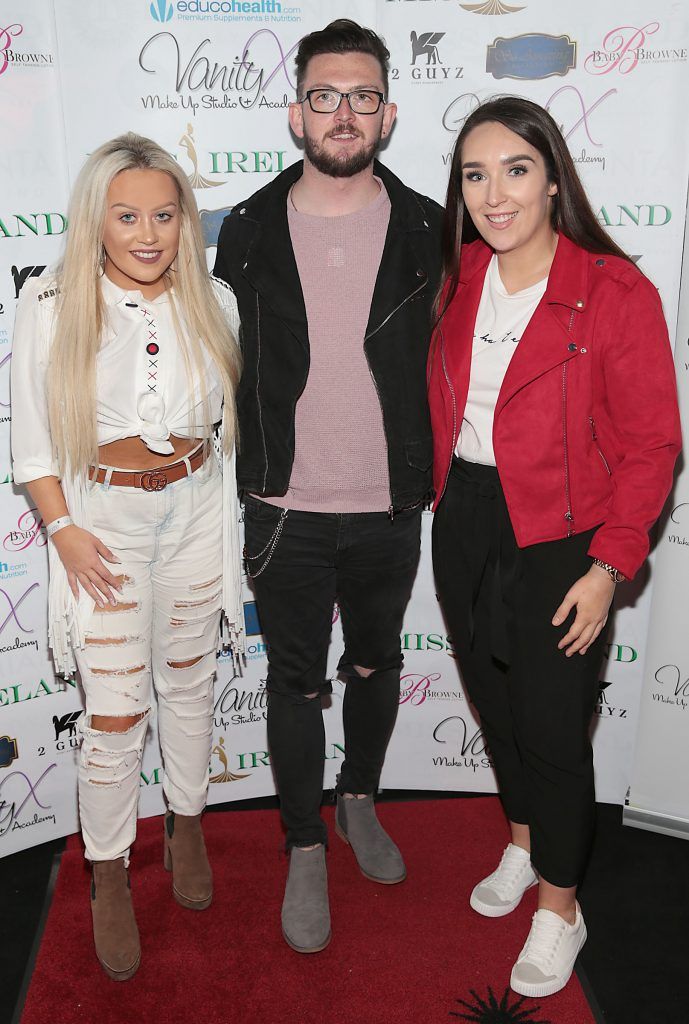 Jade Mullett, Dean Kenny and Denise Brophy at the Miss Ireland 2017 launch in association with Vanity X Make-Up Academy at Krystle Nightclub, Dublin. Photo by Brian McEvoy