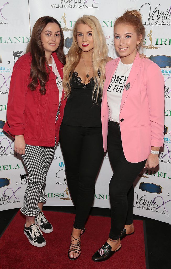 Amy Kelly, Lorna Jane Campbell and Shauna Farrelly at the Miss Ireland 2017 launch in association with Vanity X Make-Up Academy at Krystle Nightclub, Dublin. Photo by Brian McEvoy