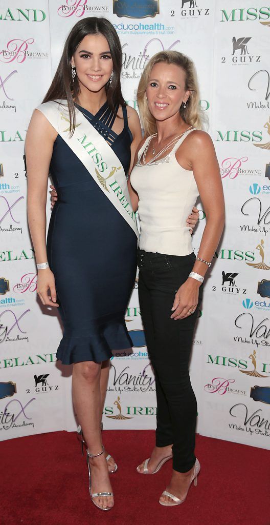 Miss Ireland 2016 Niamh Kennedy and Miss Ireland 1998 Vivienne Doyle at the Miss Ireland 2017 launch in association with Vanity X Make-Up Academy at Krystle Nightclub, Dublin. Photo by Brian McEvoy