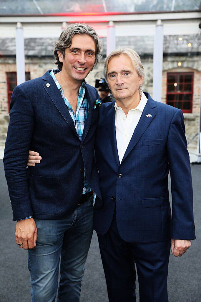 Alex Conyngham and Lord Henry Mountcharles at the official launch of Slane Distillery. The launch event took place on Thursday August 24th, with doors opening to the public on Saturday September 2nd 2017. Photo: Ailbhe O'Donnell