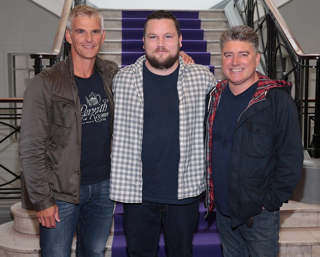 Coronation Street actor Tristan Gemmil, Cardboard Gangsters actor John Connors and Pat Shortt of Smalltown pictured as TV3 unveiled its programming plans for Autumn 2017 at The National Concert Hall, Dublin. Pictures: Brian McEvoy